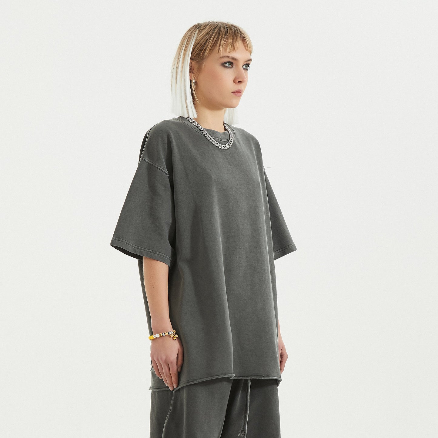 260GSM Unisex Faded Raw Hem T-shirt