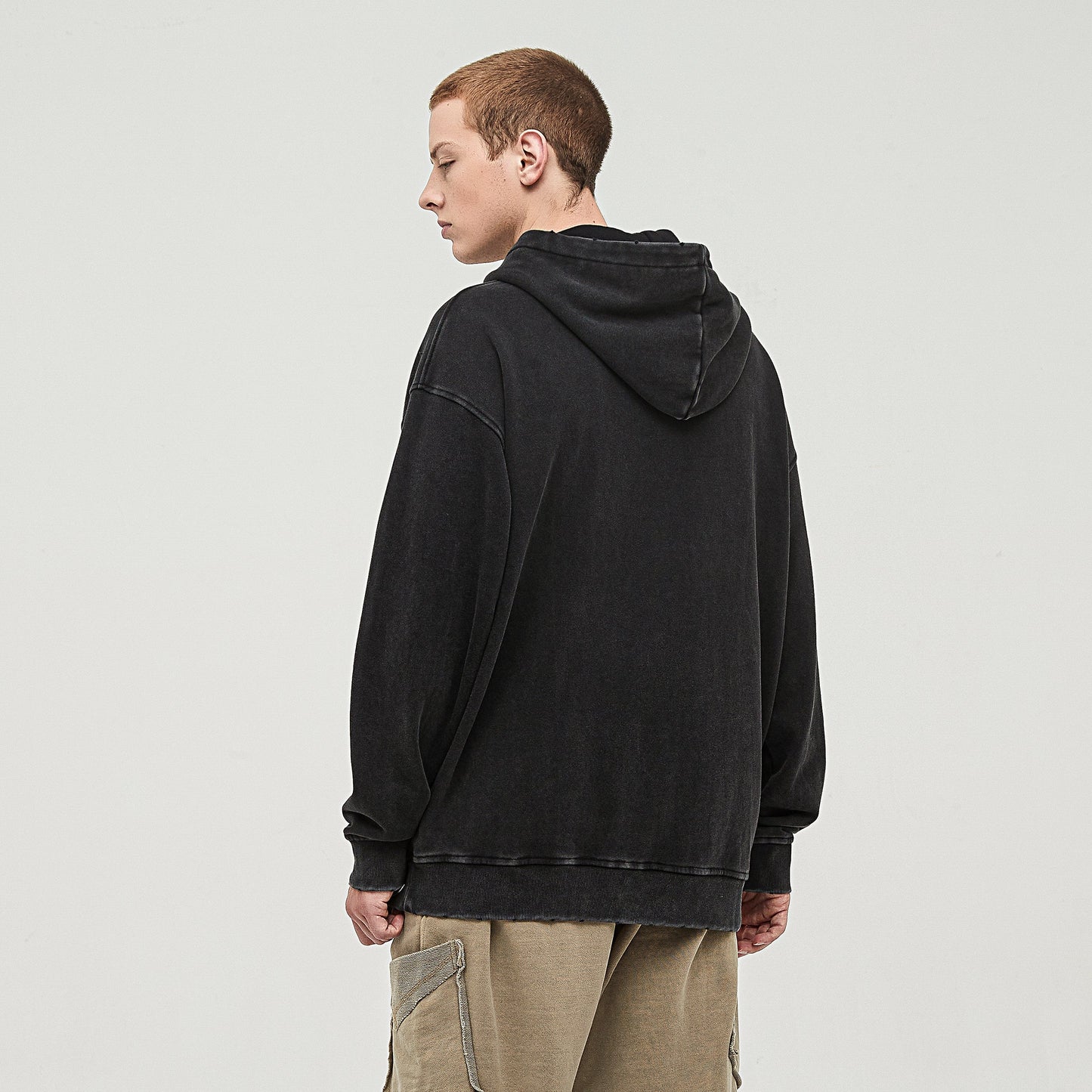 380GSM Unisex Snow Wash Snap Collar Hoodie