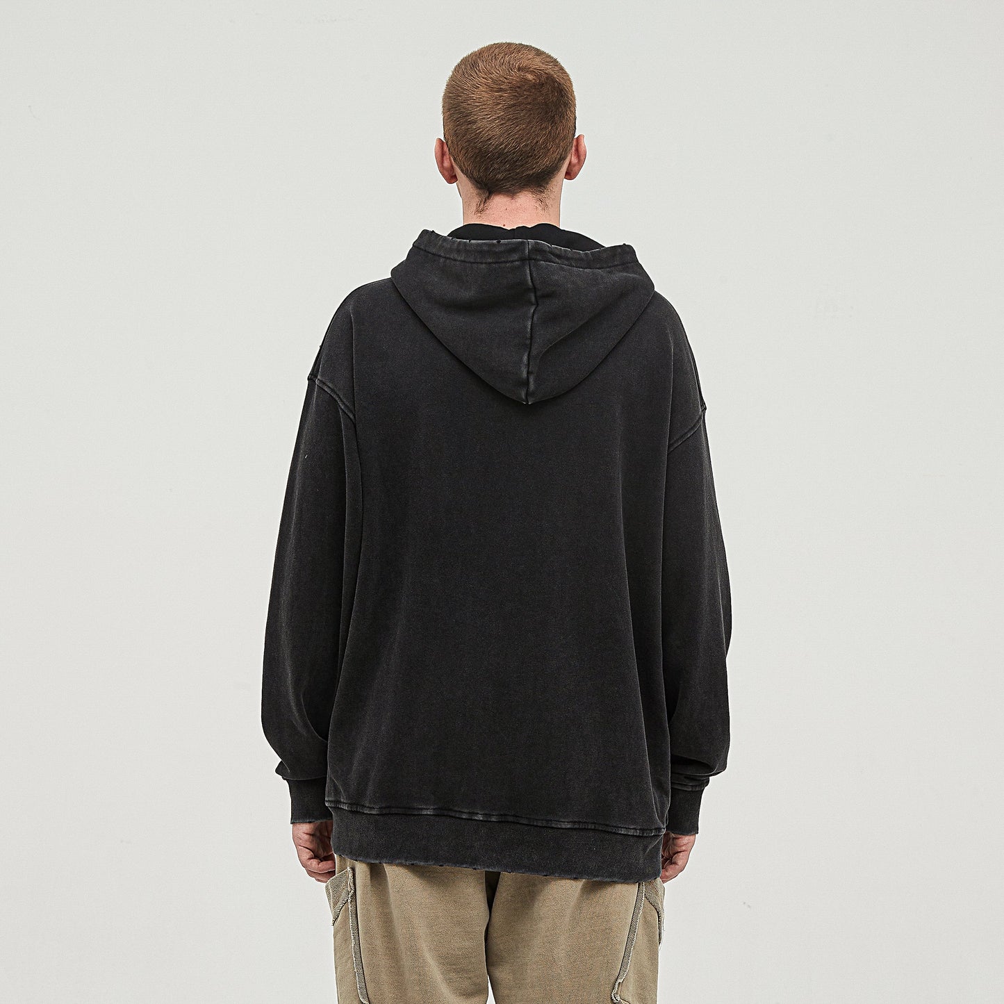 380GSM Unisex Snow Wash Snap Collar Hoodie