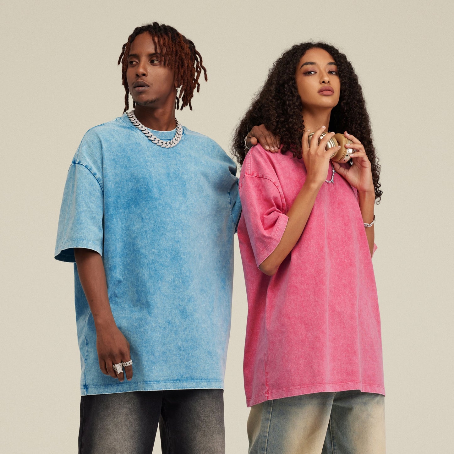 285GSM Unisex Oversized Snow Wash T-shirt