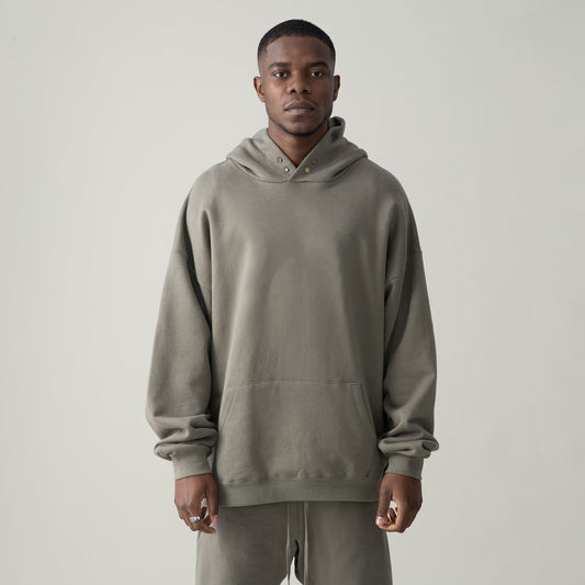 380GSM Unisex Fleece-lined Snap Collar Hoodie