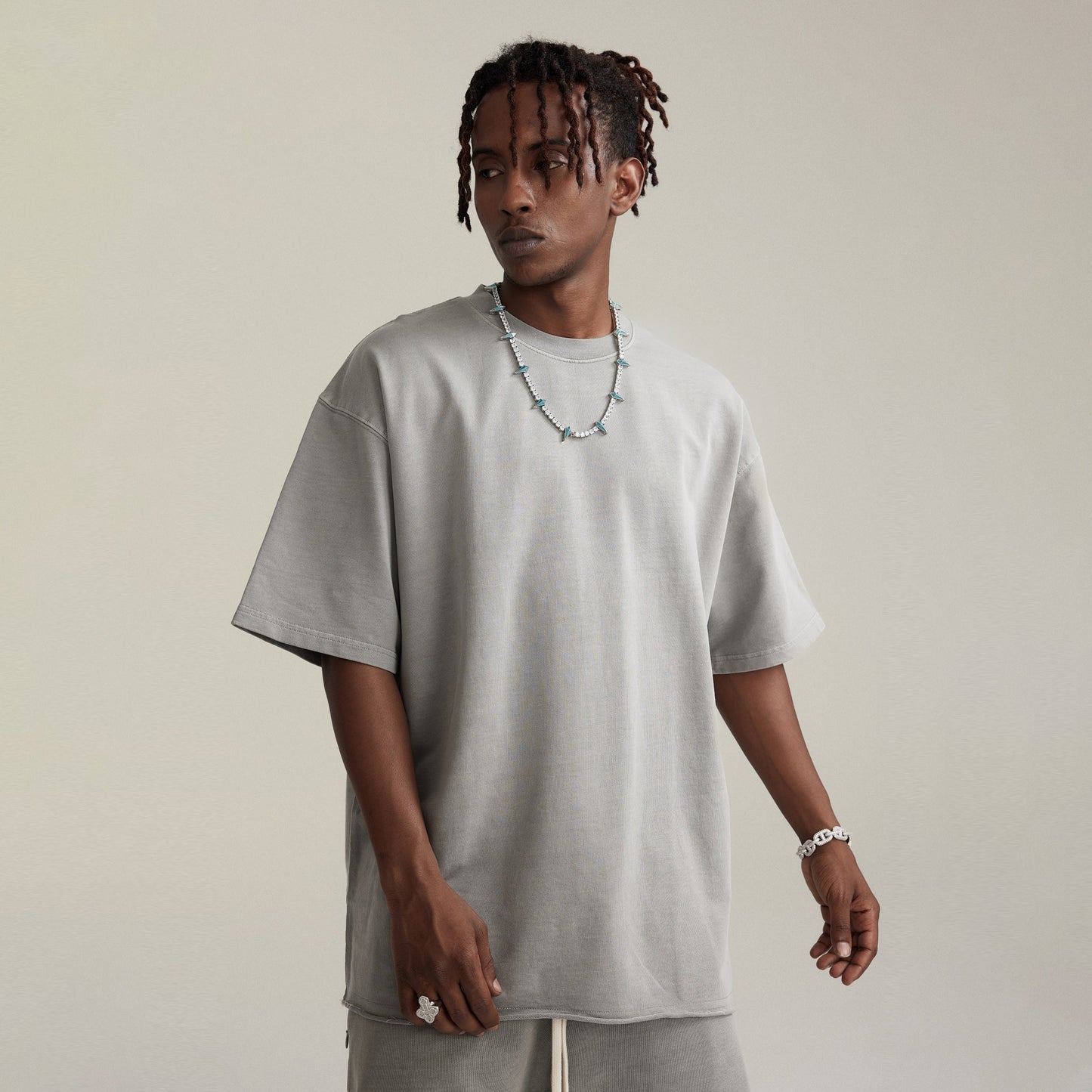 260GSM Unisex Faded Raw Hem T-shirt
