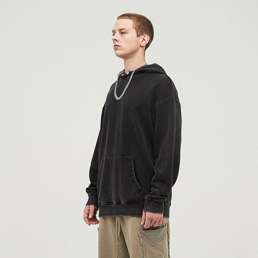380GSM Unisex Snow Wash Snap Collar Hoodie