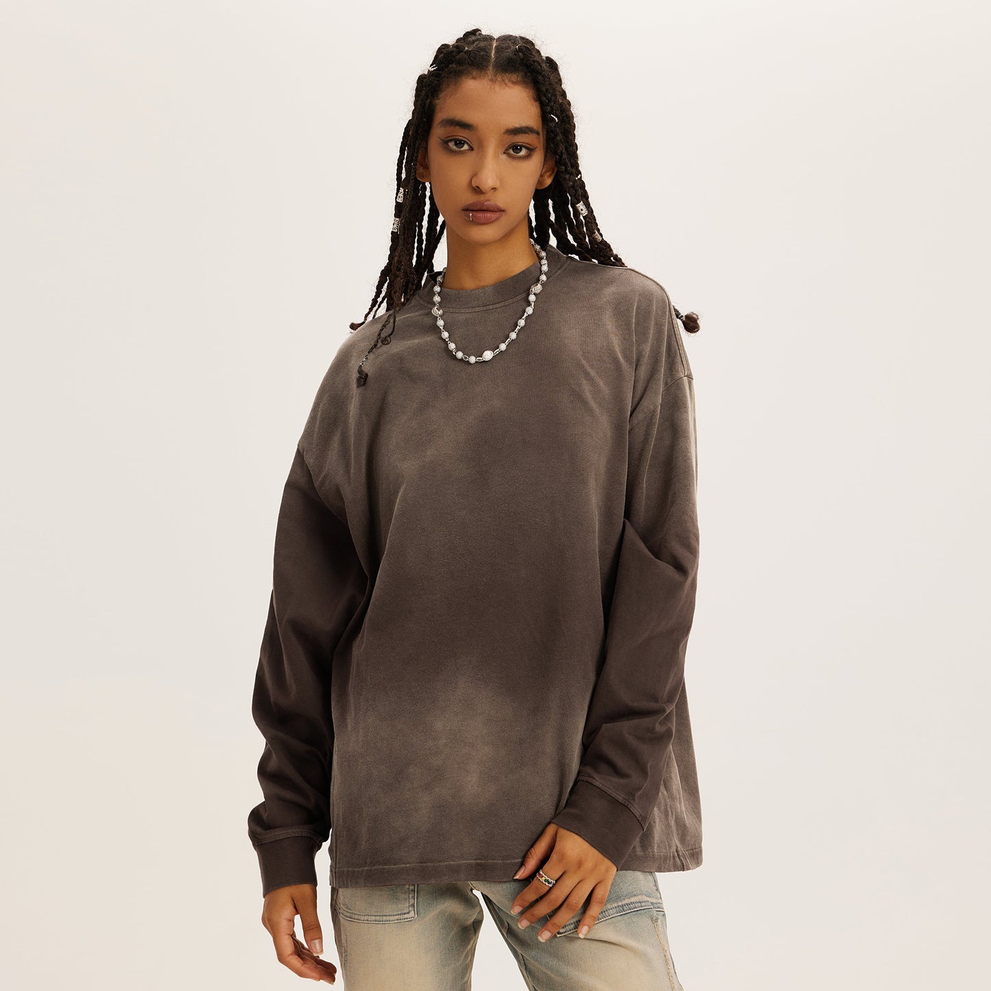 260GSM Unisex Oversized Sun Faded Long Sleeve Top