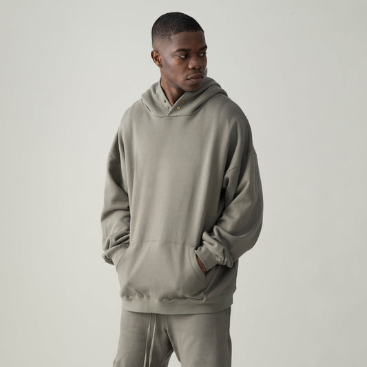 380GSM Unisex Fleece-lined Snap Collar Hoodie