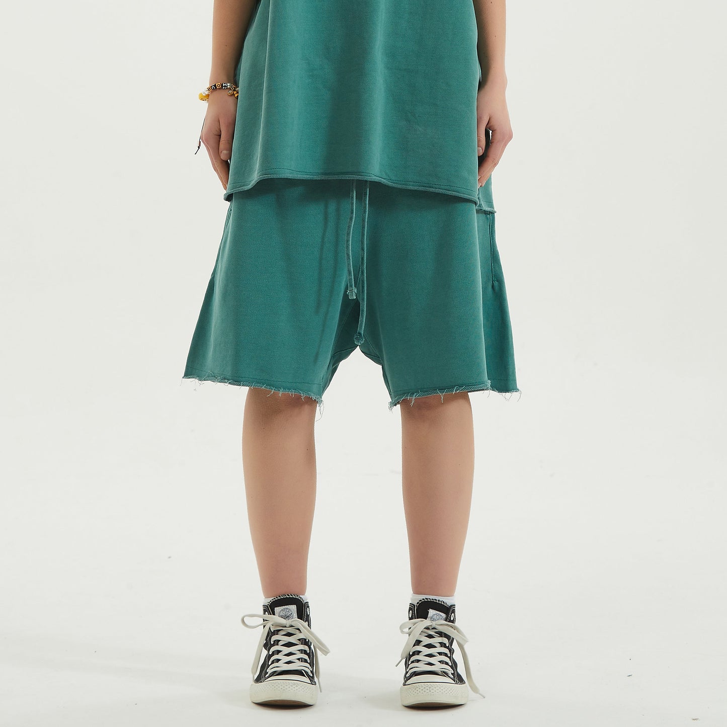 350GSM Unisex Raw Hem Washed Sweat Shorts