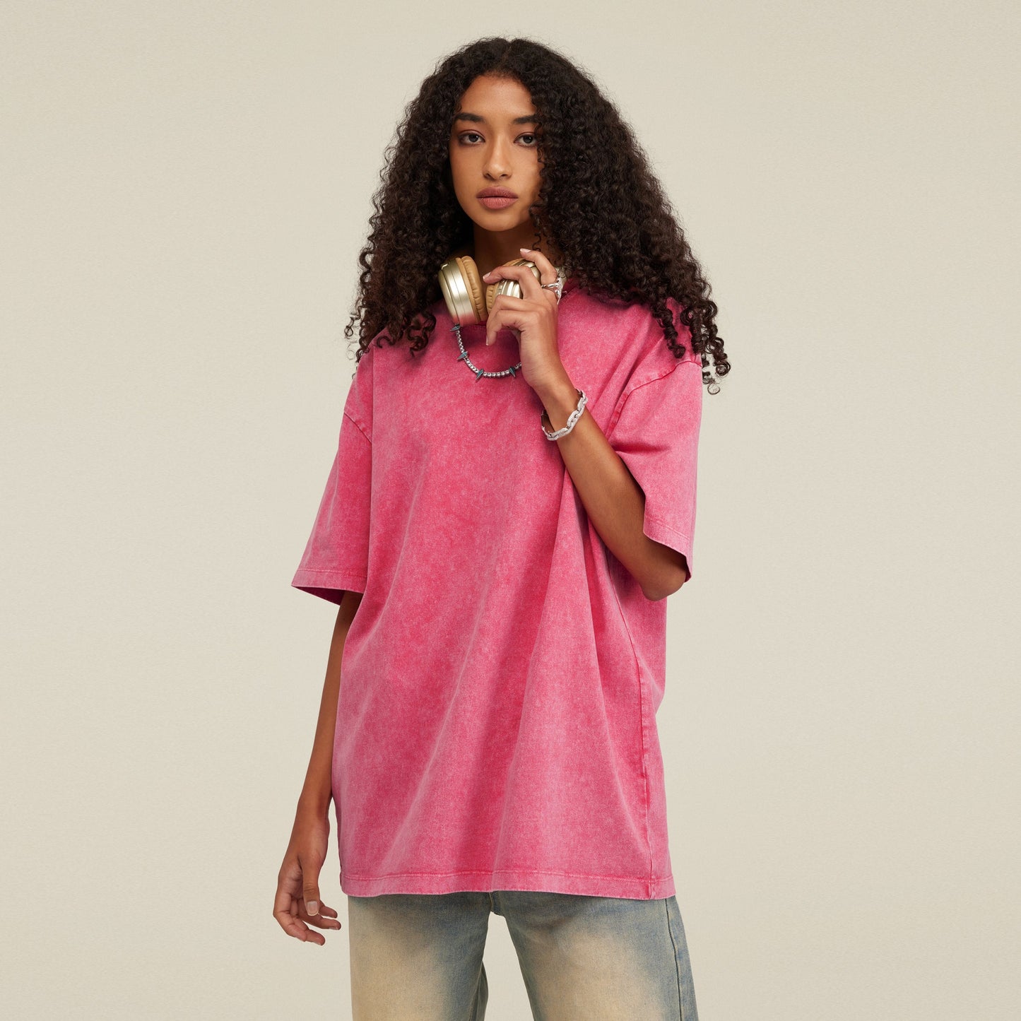 285GSM Unisex Oversized Snow Wash T-shirt