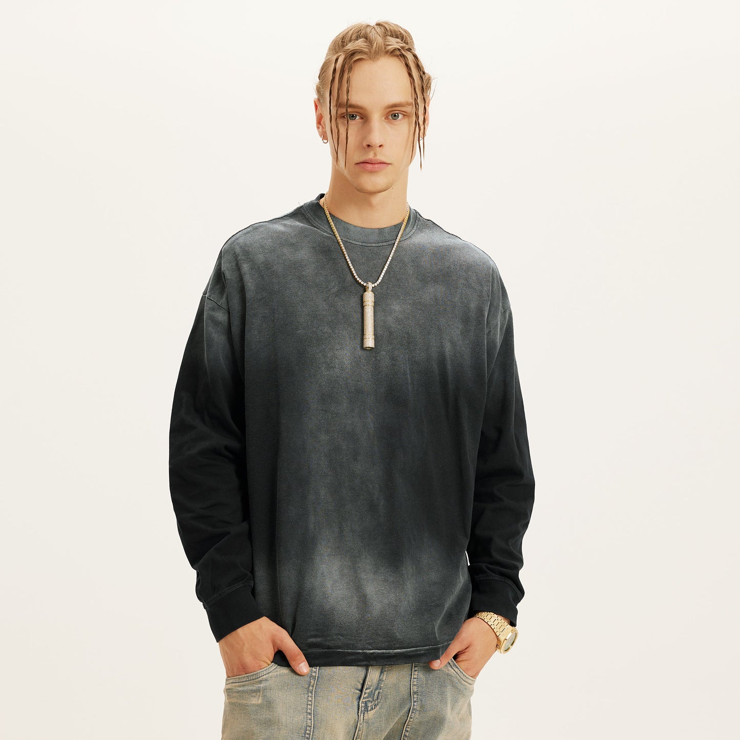 260GSM Unisex Oversized Sun Faded Long Sleeve Top