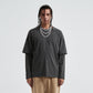 230GSM Unisex Faux-layered Faded Long Sleeve