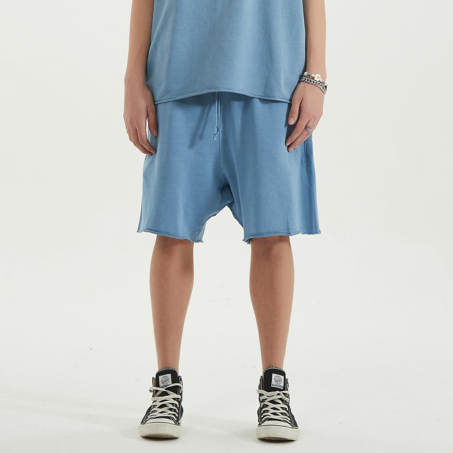 350GSM Unisex Raw Hem Washed Sweat Shorts