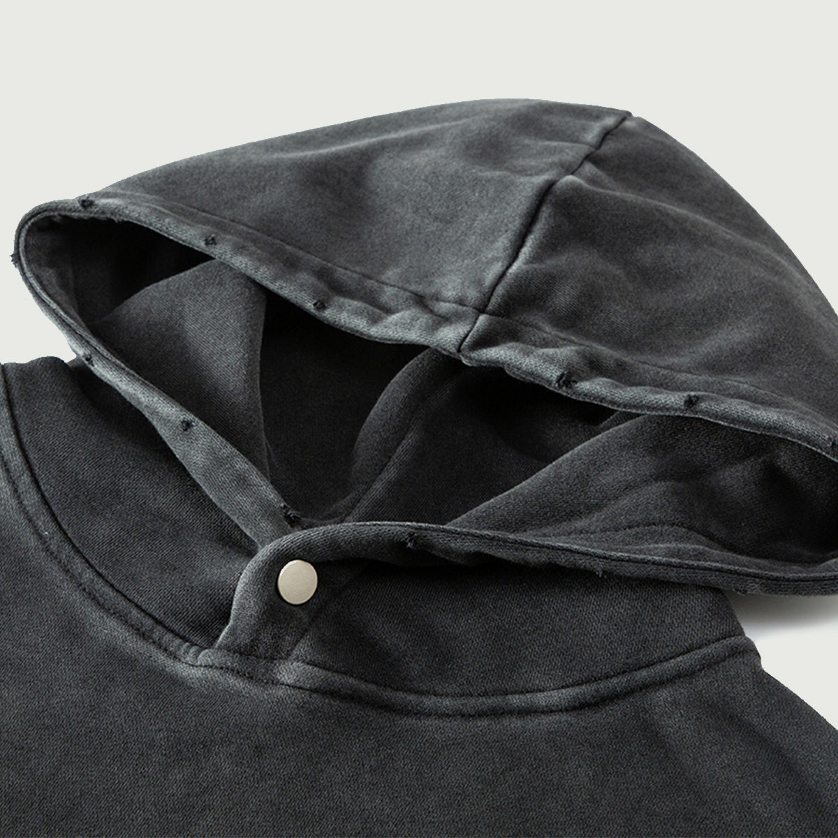 380GSM Unisex Snow Wash Snap Collar Hoodie