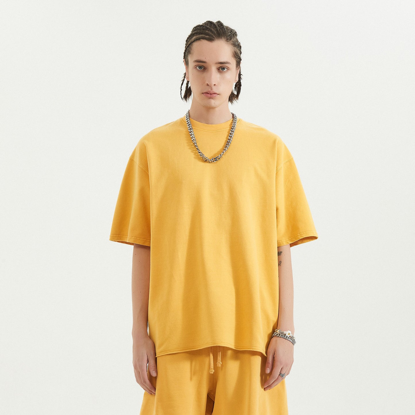 260GSM Unisex Faded Raw Hem T-shirt