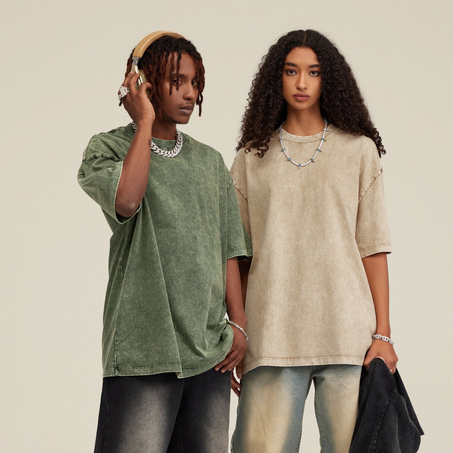 285GSM Unisex Oversized Snow Wash T-shirt